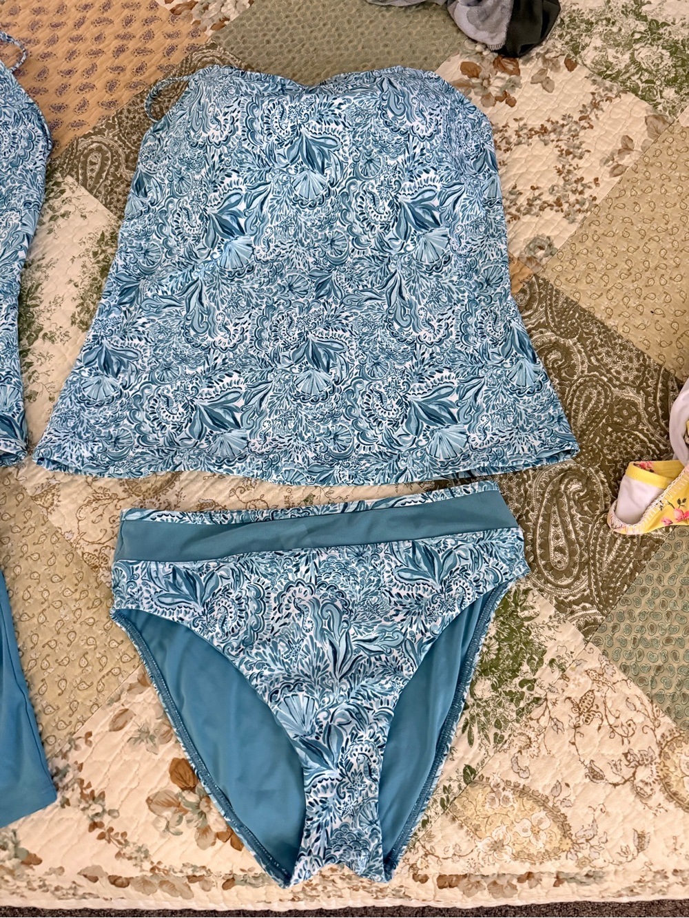 BySea Teal and White Paisley Tankini Top